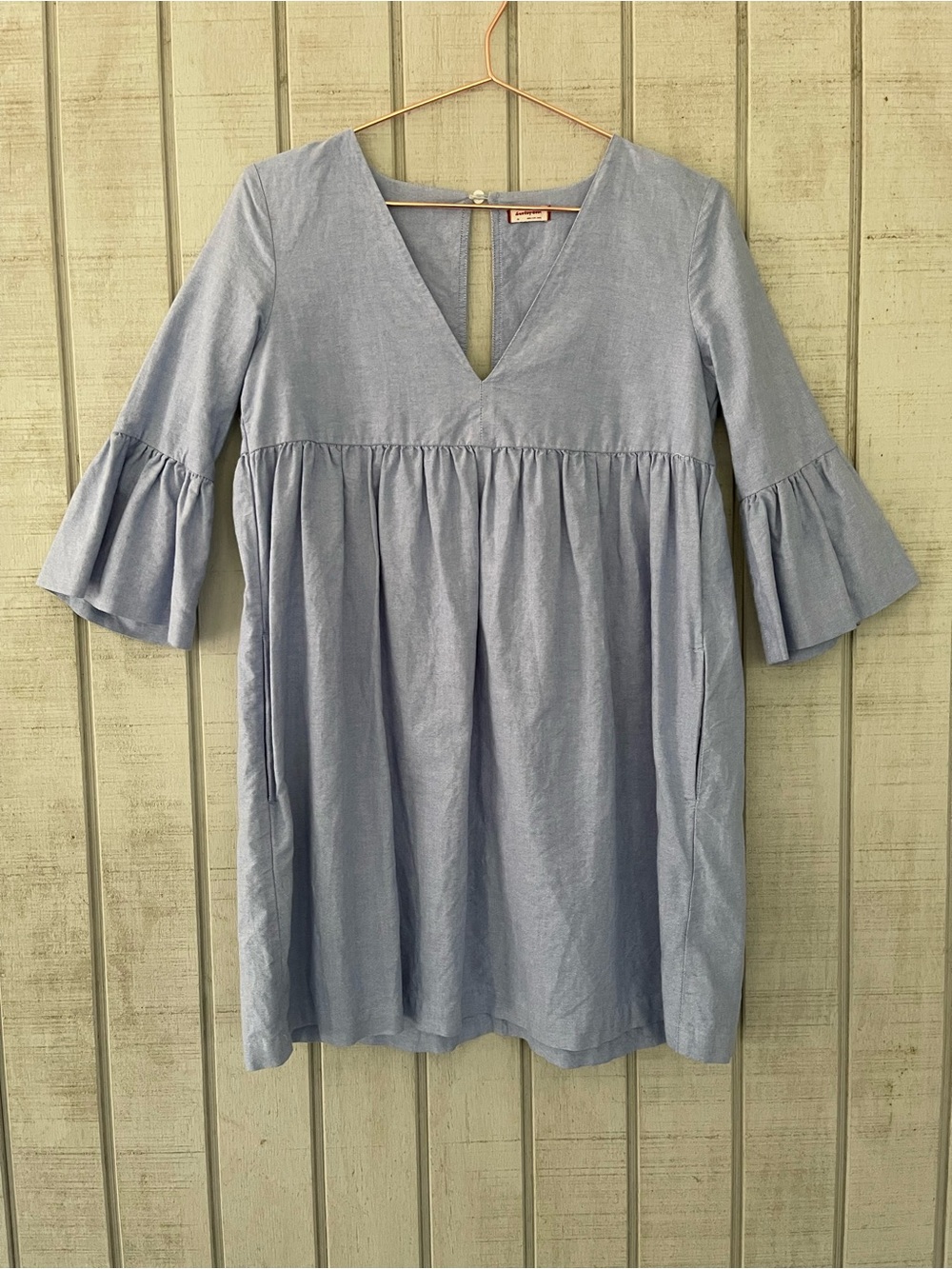 Aritzia Sunday Best Soft Blue V Neck Babydoll Mini Dress XS Cottagecore